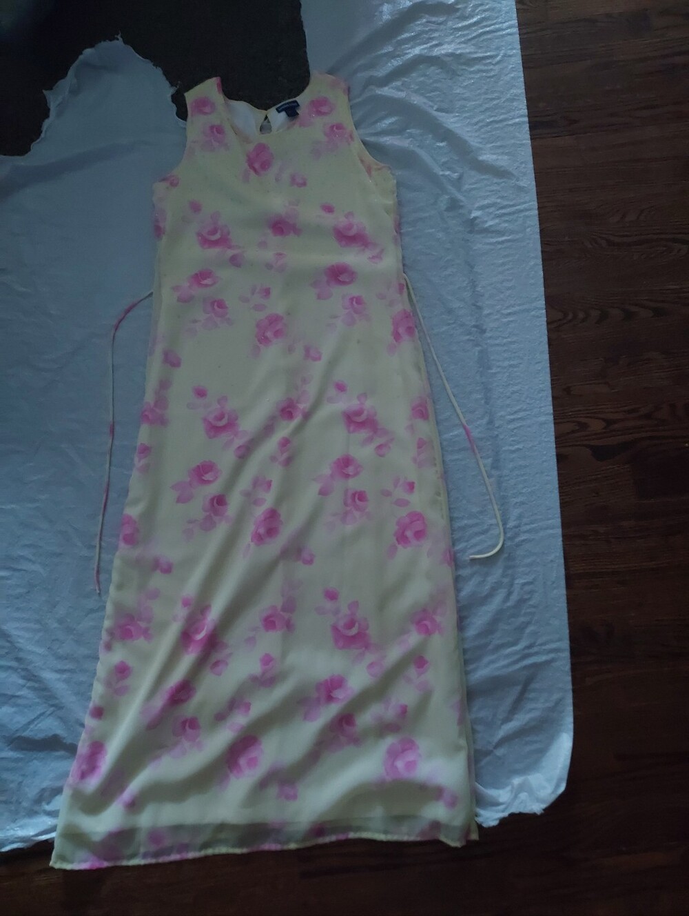 Limited Too Yellow Floral A‑Line Dress with Pink Roses